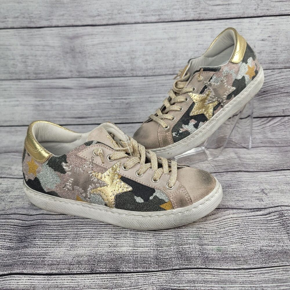 2Star Shoes Camo Trainers Leather Size 35 Made In Italy